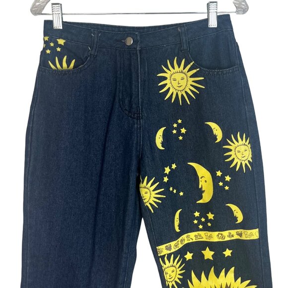 Sun Moon Star Jeans Womens Medium Dark Wash Womens Fun Whimsical - Picture 3 of 8